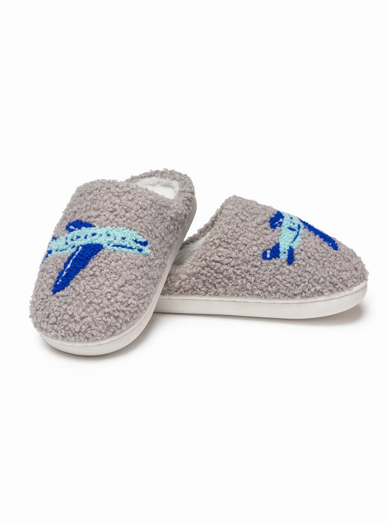Indoor / Outdoor Slippers - Kids - Airplane - Blue & Gray