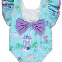 Girls Once Upon a Castle Butterfly Sleeve One Piece Swimsuit