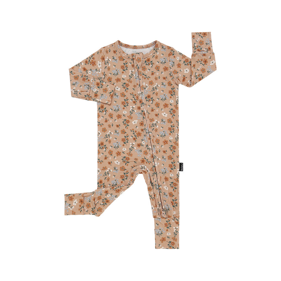 Footless Sleeper with Fold-over Cuffs - Amber Garden