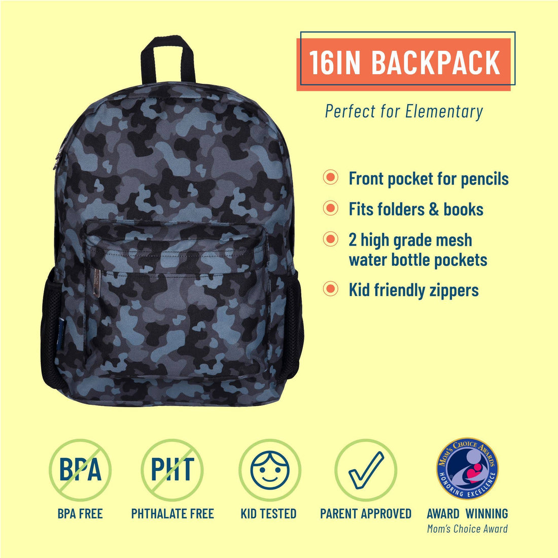 Black Camo 16 Inch Backpack