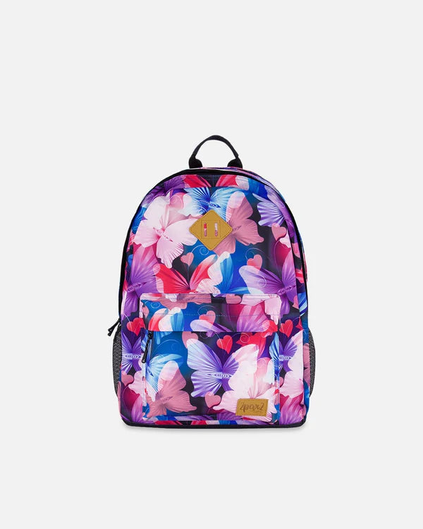 Kids Backpack Black Butterfly Print