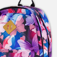 Kids Backpack Black Butterfly Print