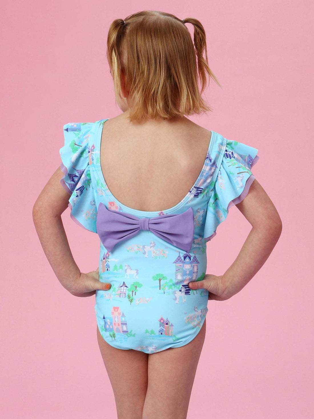 Girls Once Upon a Castle Butterfly Sleeve One Piece Swimsuit