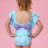 Girls Once Upon a Castle Butterfly Sleeve One Piece Swimsuit