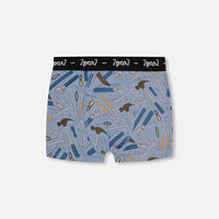 Printed Organic Cotton Boxer Shorts Tools On Bluish Gray Background