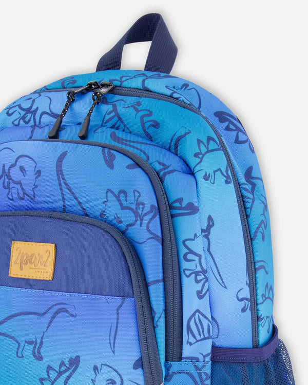 Little Kids Backpack Blue Gradient Dinosaur Print