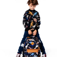 Kids Backpack Black Dinosaur Print