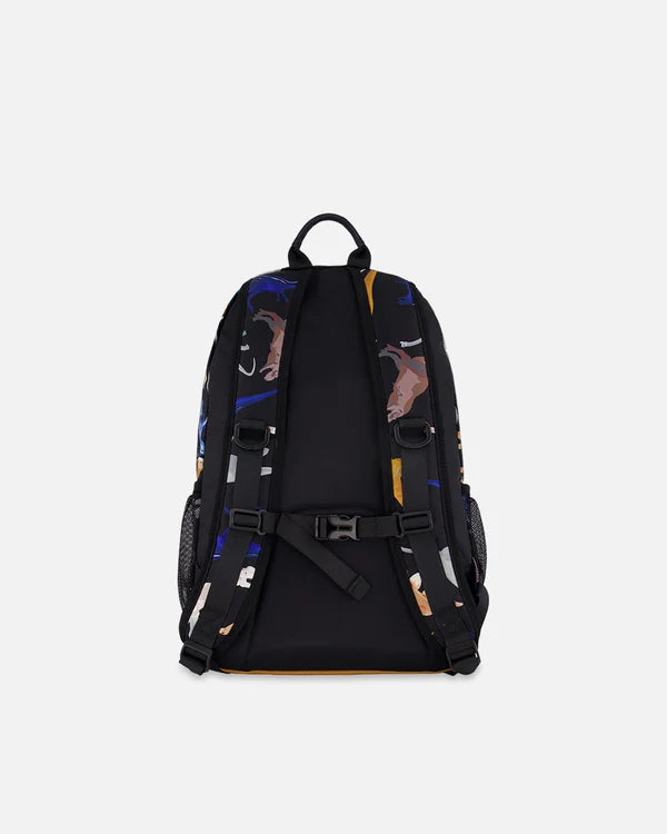 Kids Backpack Black Dinosaur Print
