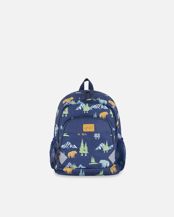 Little Kids Backpack Navy Animal Print