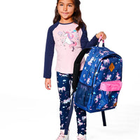 Kids Backpack Navy Unicorn Print