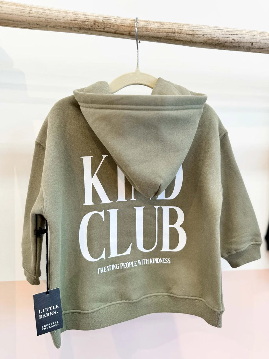 "Kind Club" Kids Hoodie - Olive