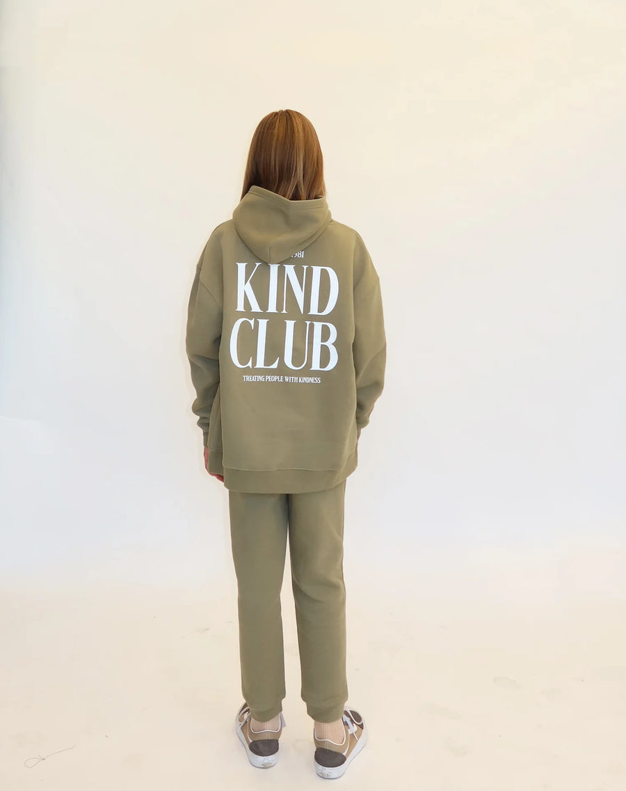 "Kind Club" Kids Hoodie - Olive