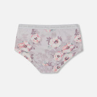 Printed Organic Cotton Boyshort Panty Pale Pink Flowers On Neutral Lilac