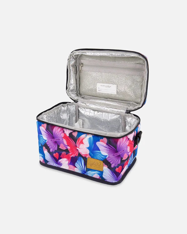 Lunch Box Black Butterfly Print