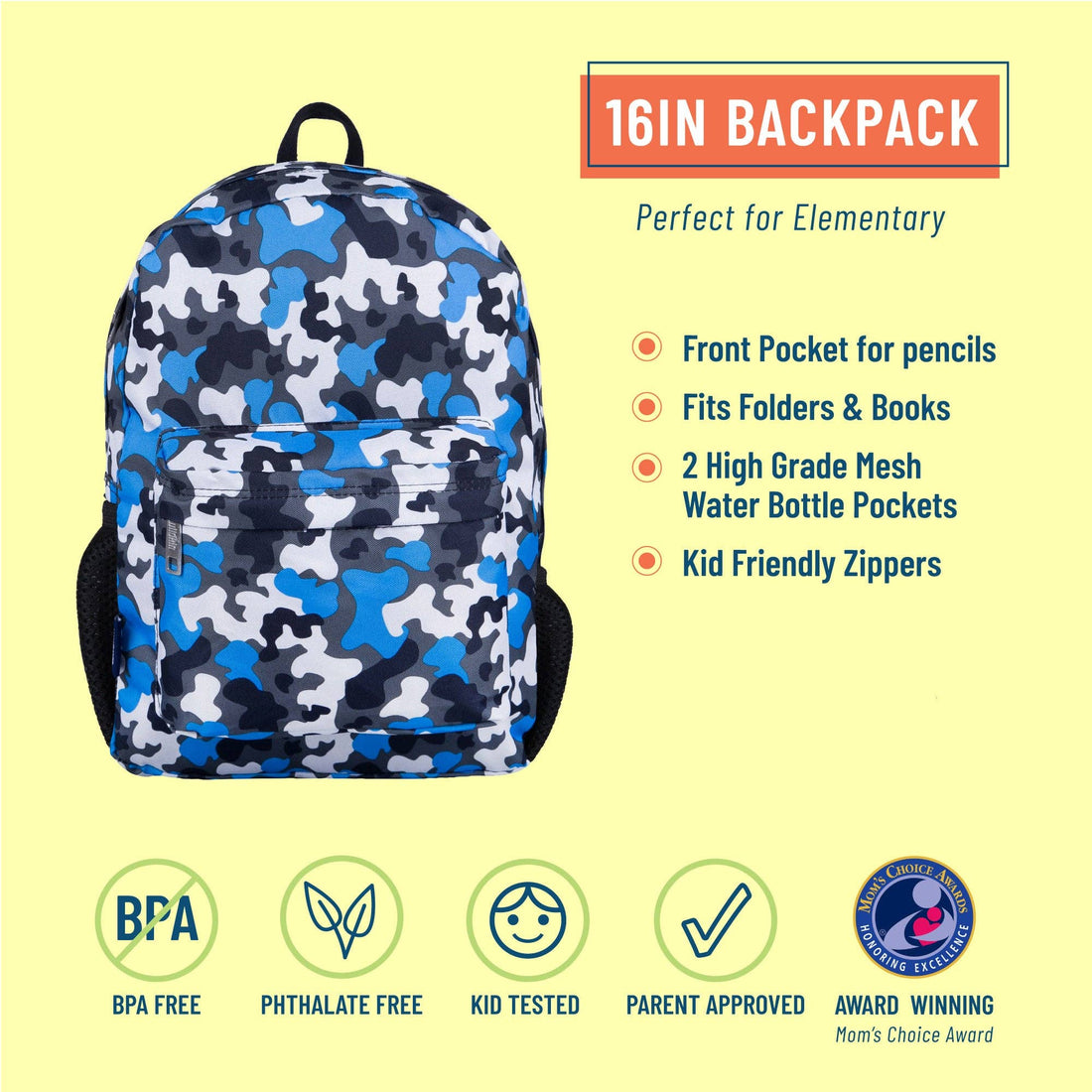 Blue Camo Backpack - 16 Inch