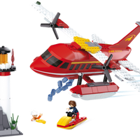 Firefighting Water-Plane Building Brick Kit - 348 Pcs