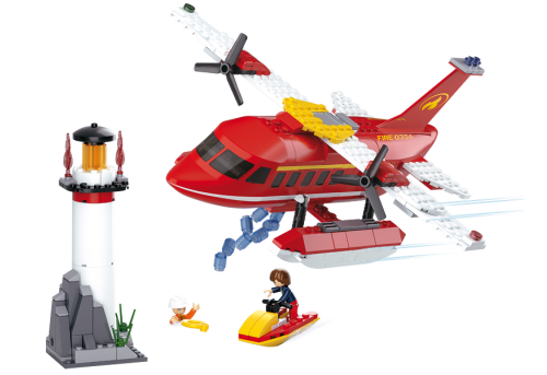 Firefighting Water-Plane Building Brick Kit - 348 Pcs