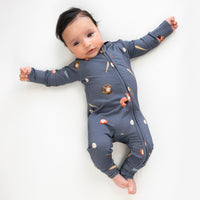 Footless Sleeper with Fold-over Cuffs - Baseball