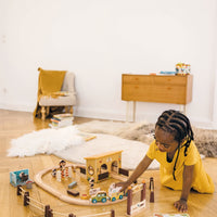 Horse Stable Play World with Wooden Train Tracks