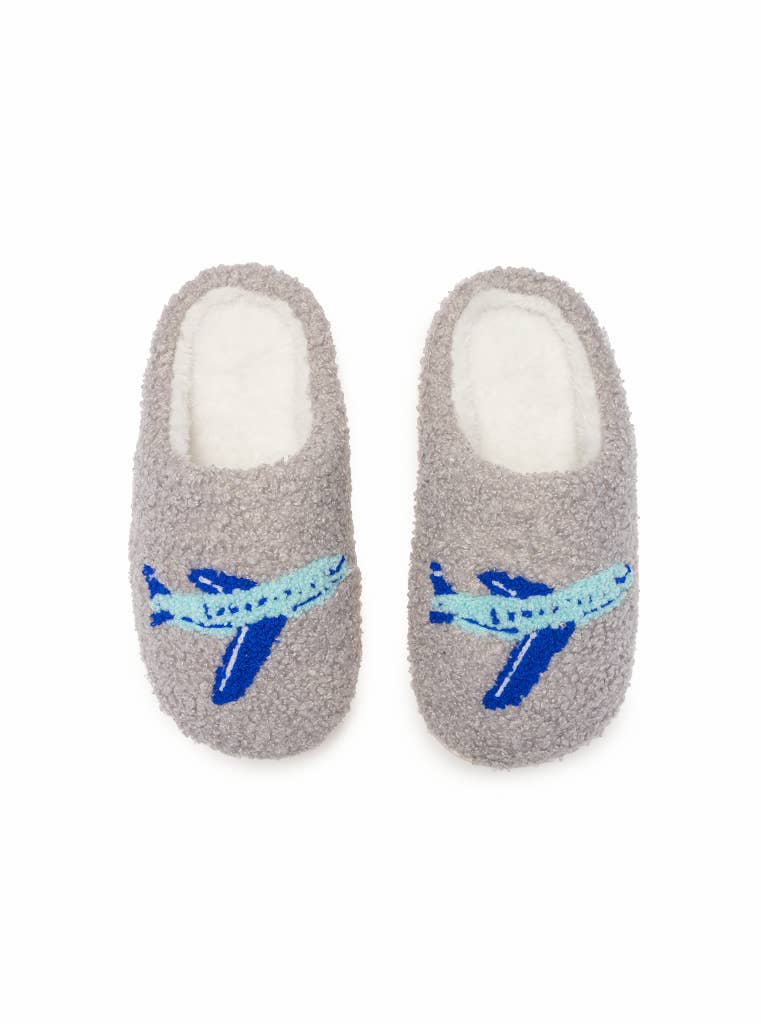 Indoor / Outdoor Slippers - Kids - Airplane - Blue & Gray