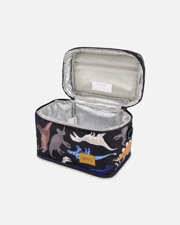 Lunch Box Black Dinosaur Print