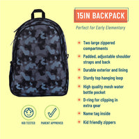 Black Camo 15 Inch Backpack