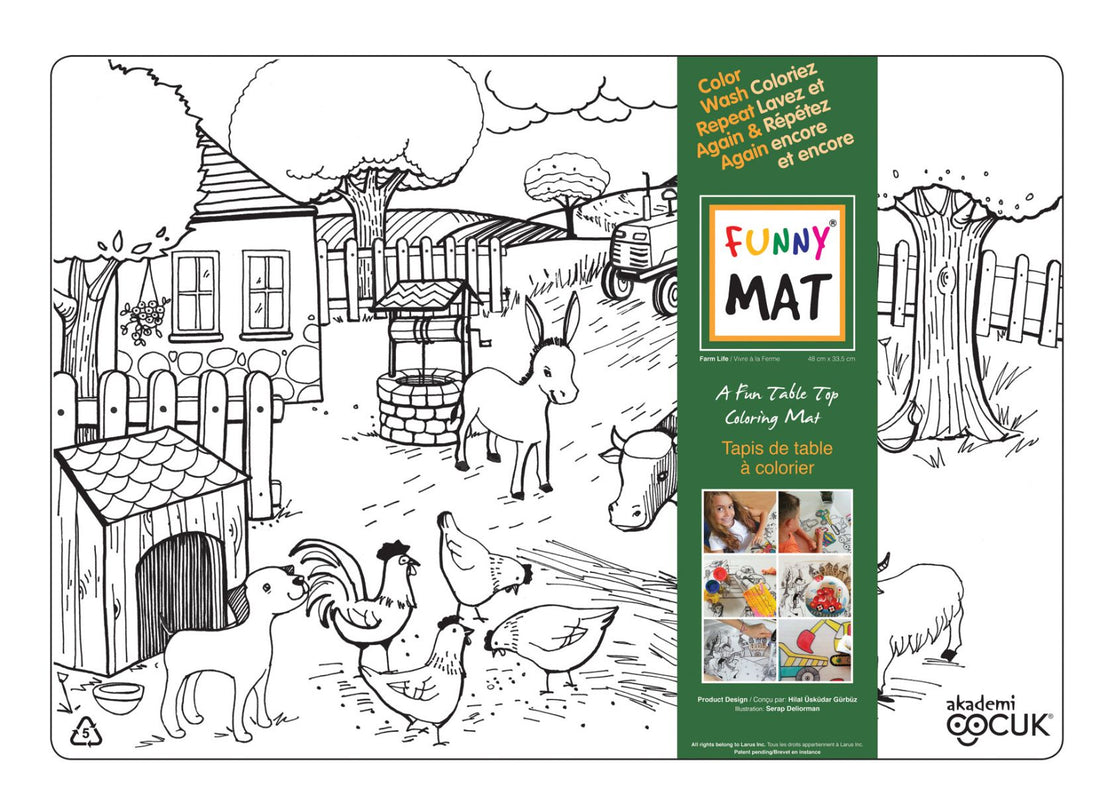 Table Top Colouring Mat, Farm Animals