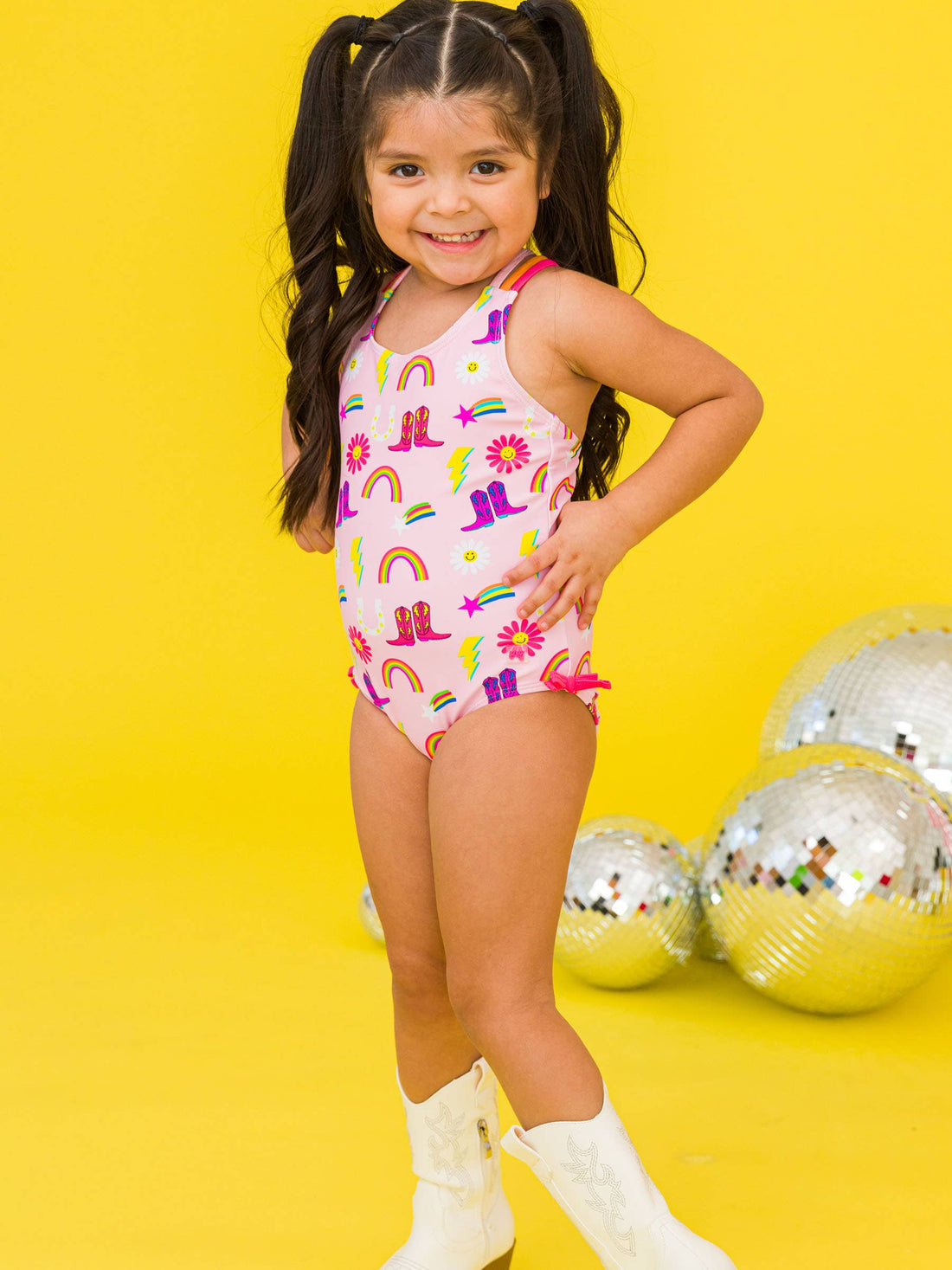 Girls Cowgirl Cutie Cross-Back One Piece Swimsuit