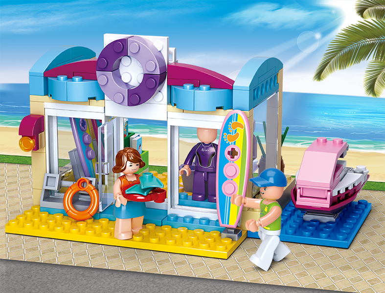 Girl's Dream Beach Surf Shop Building Brick Kit (192 pcs)