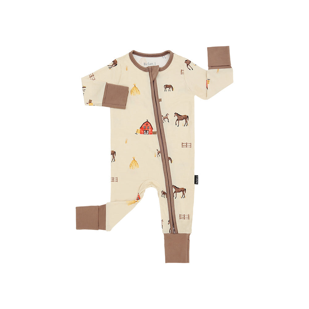 Footless Sleeper with Fold-over Cuffs - Hay Neighbour