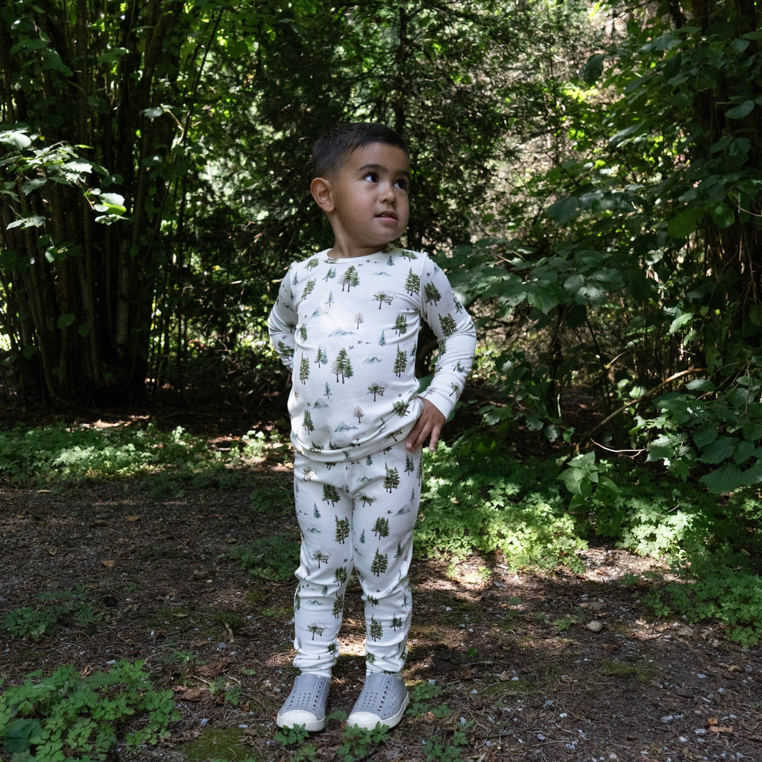 Ribbed Bamboo L/S PJ Set - Misty Forest