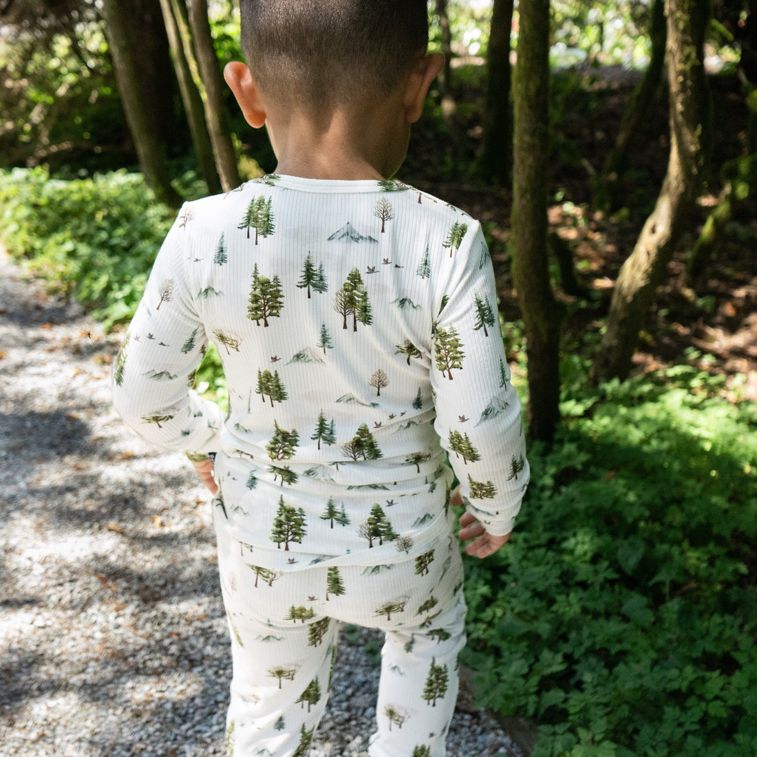 Ribbed Bamboo L/S PJ Set - Misty Forest