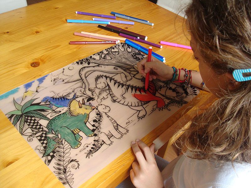 Table Top Colouring Mat, Jurassic