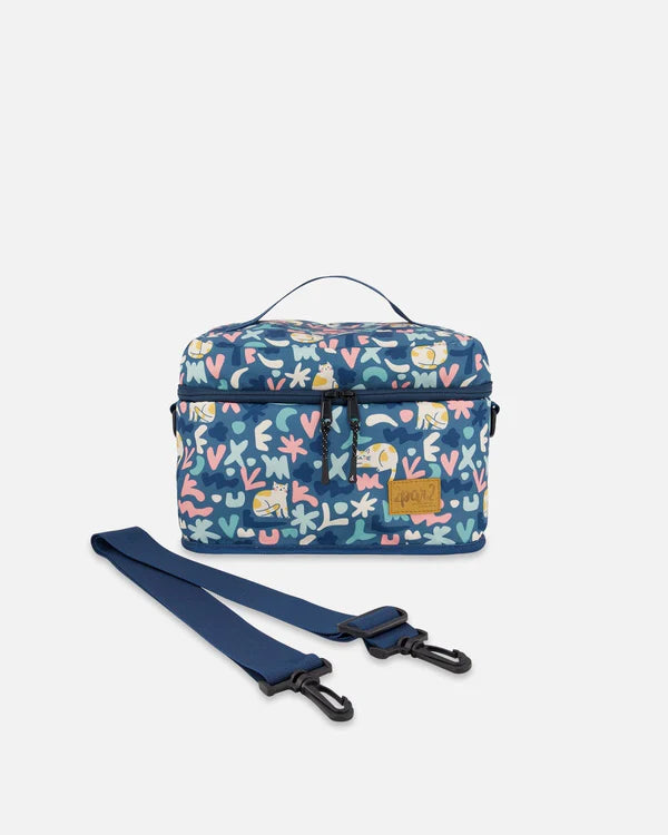 Lunch Box Green Cat Print