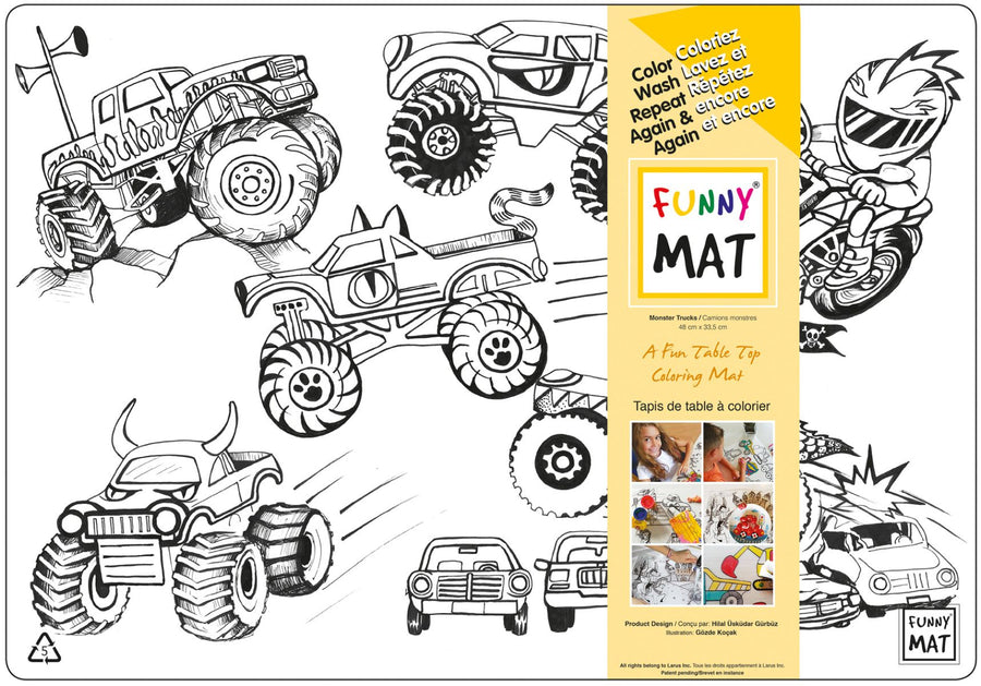 Table Top Colouring Mat, Monster Trucks