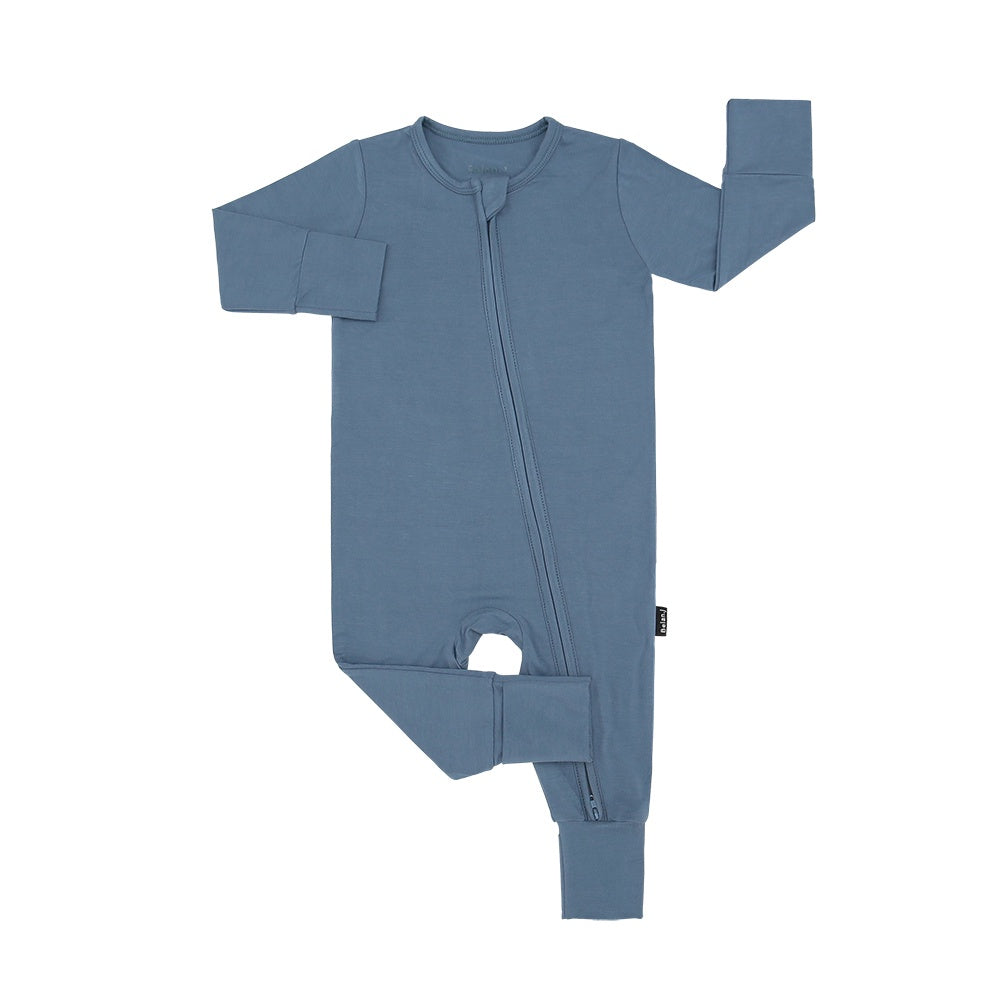 Footless Sleeper with Fold-over Cuffs - Ocean Blue