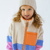 Colorblock plush jacket, child