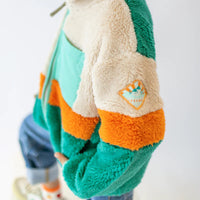 Colorblock plush jacket, child