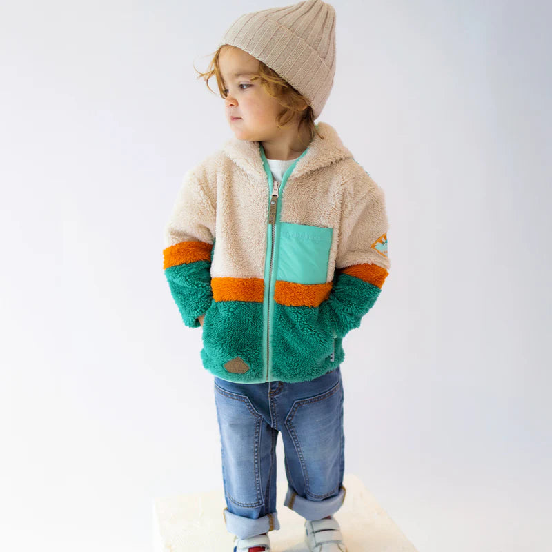 Colorblock plush jacket, baby