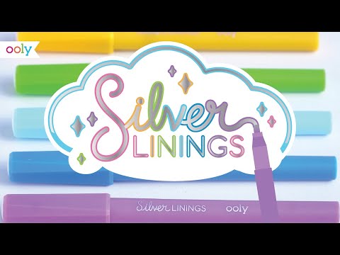 silver linings outline markers - set of 6