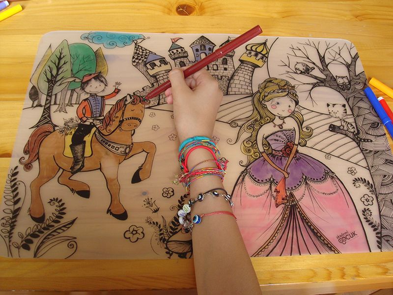 Table Top Colouring Mat, Princess