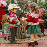 RED KNIT SWEATER WITH FESTIVE PATTERNS, BABY