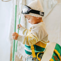 CREAM PATTERNED KNITTED SWEATER IN COTTON, BABY