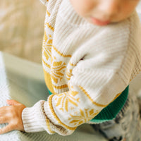 CREAM PATTERNED KNITTED SWEATER IN COTTON, BABY
