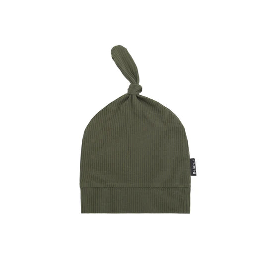 Ribbed Bamboo Knotted Hat - Forest Green