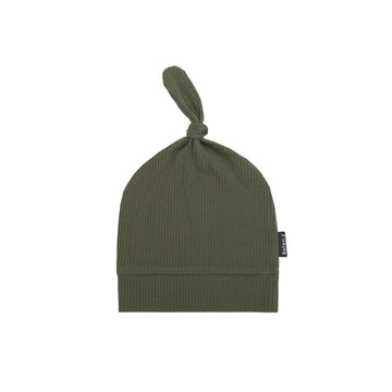 Ribbed Bamboo Knotted Hat - Forest Green