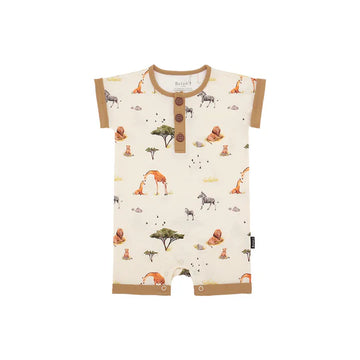 Short Sleeve Shortall Romper - Safari