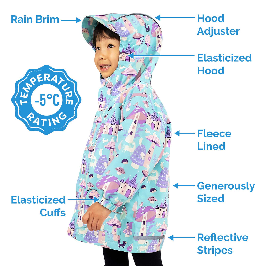 Kids Fleece Lined Rain Jackets | Pink Ponies
