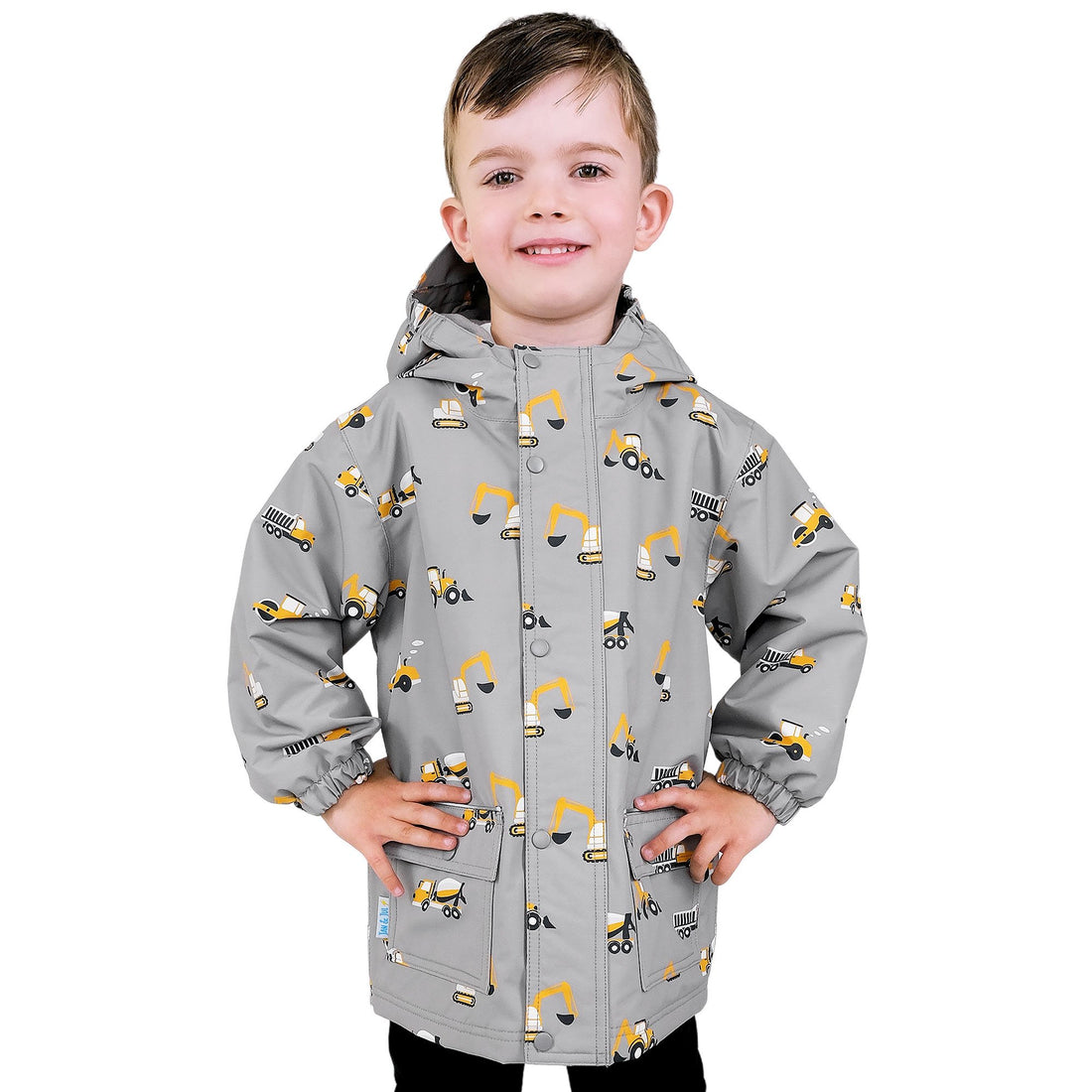 Kids Fleece Lined Rain Jackets | Grey Construction