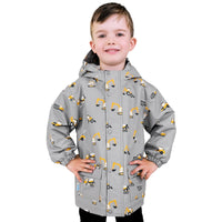 Kids Fleece Lined Rain Jackets | Grey Construction